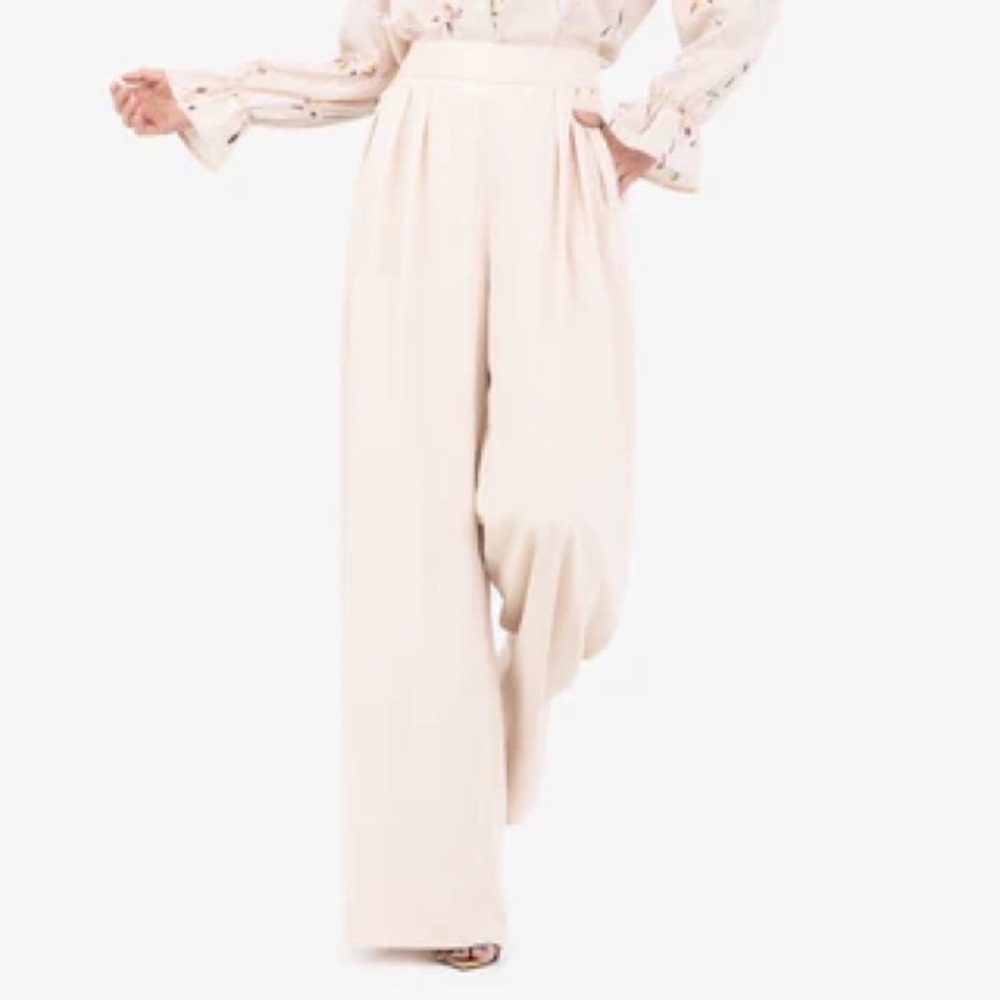 Kittenish Blush Pink Wide legged Trouser Pants